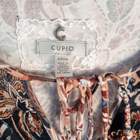 Cupio Floral Blouse Tunic Top S Women Boho Flowing Lightweight Shirt - Picture 2 of 3